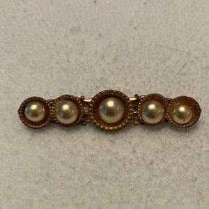 Antique Pearls and Gold Tone Broach. Very solidly made and had crafted.